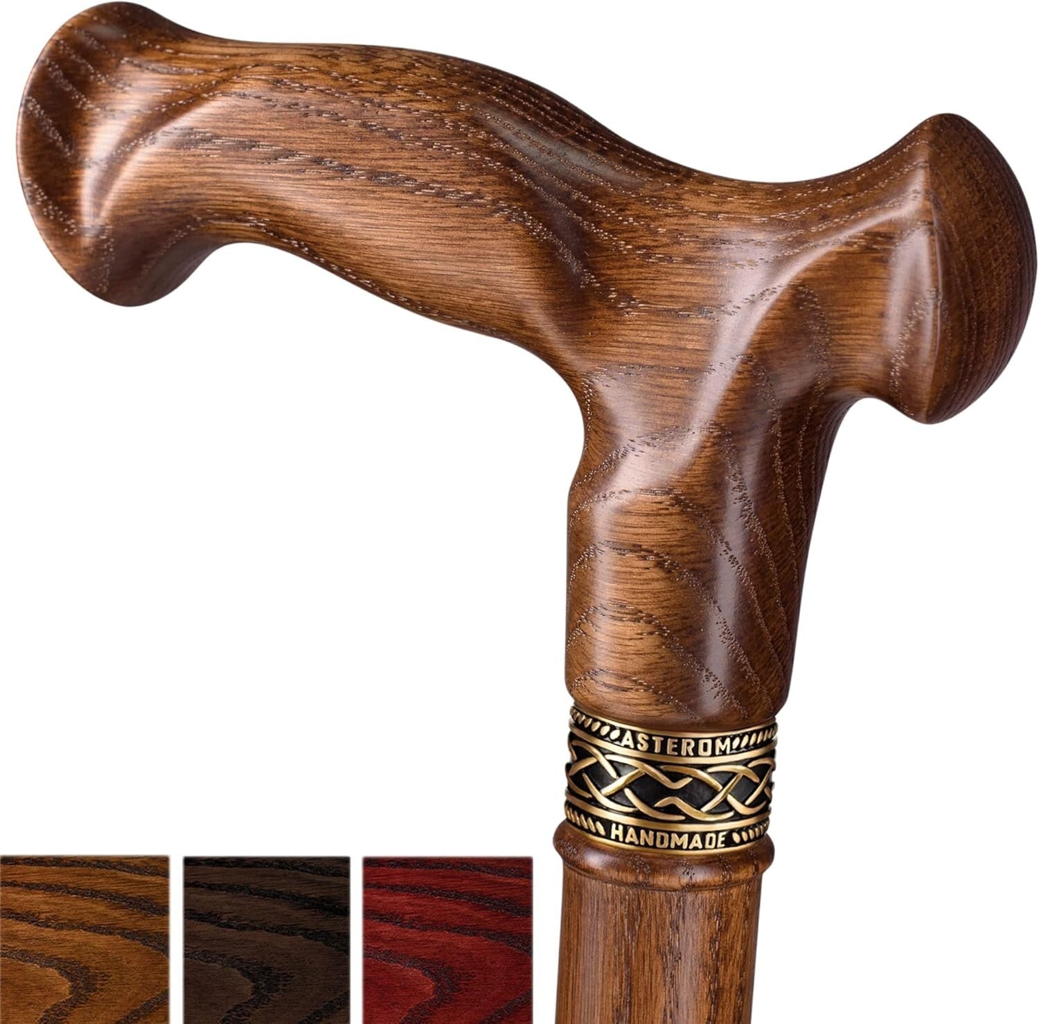 39-Inch Hardwood Oak Cane for Men & Women - Fashionable, Comfortable Walking Aid