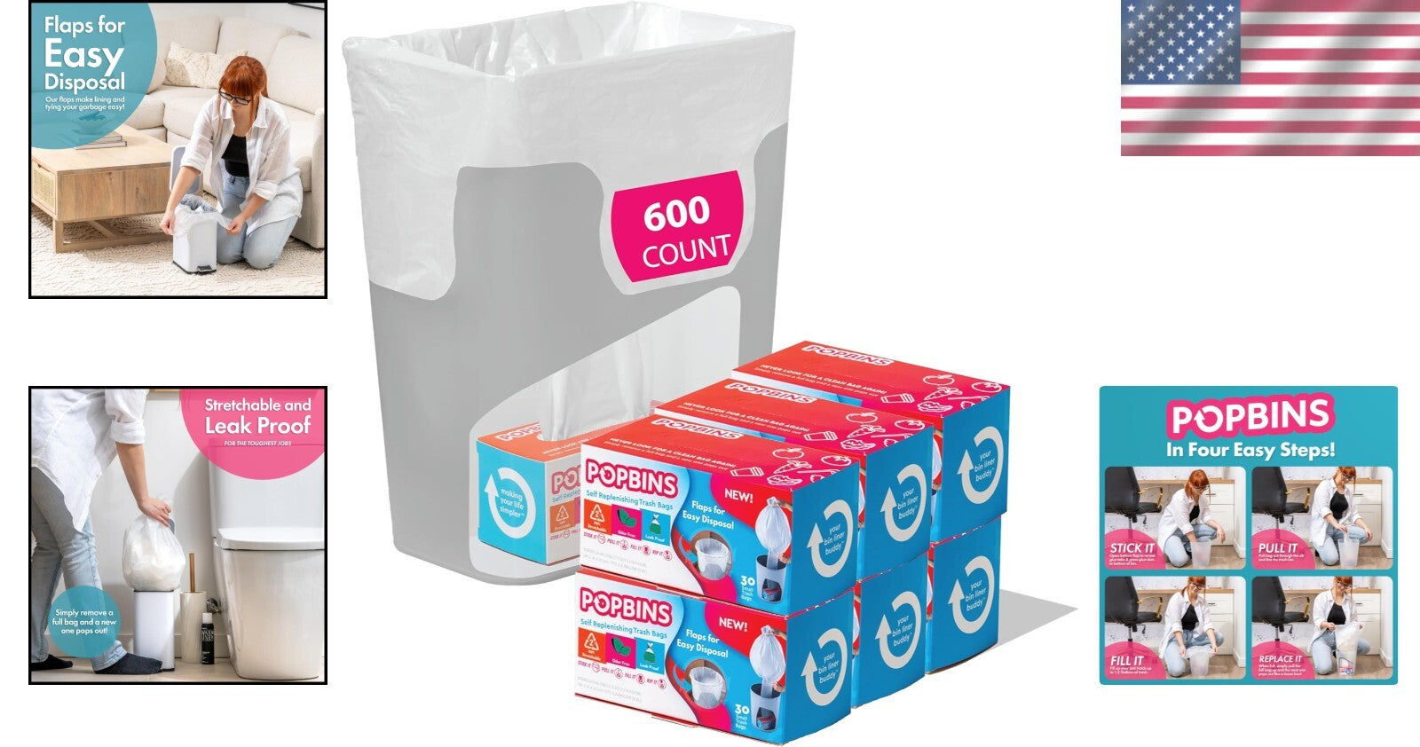 Multi-Purpose 1.2 Gallon Clear Trash Can Liners - Ideal for Bathroom & Office