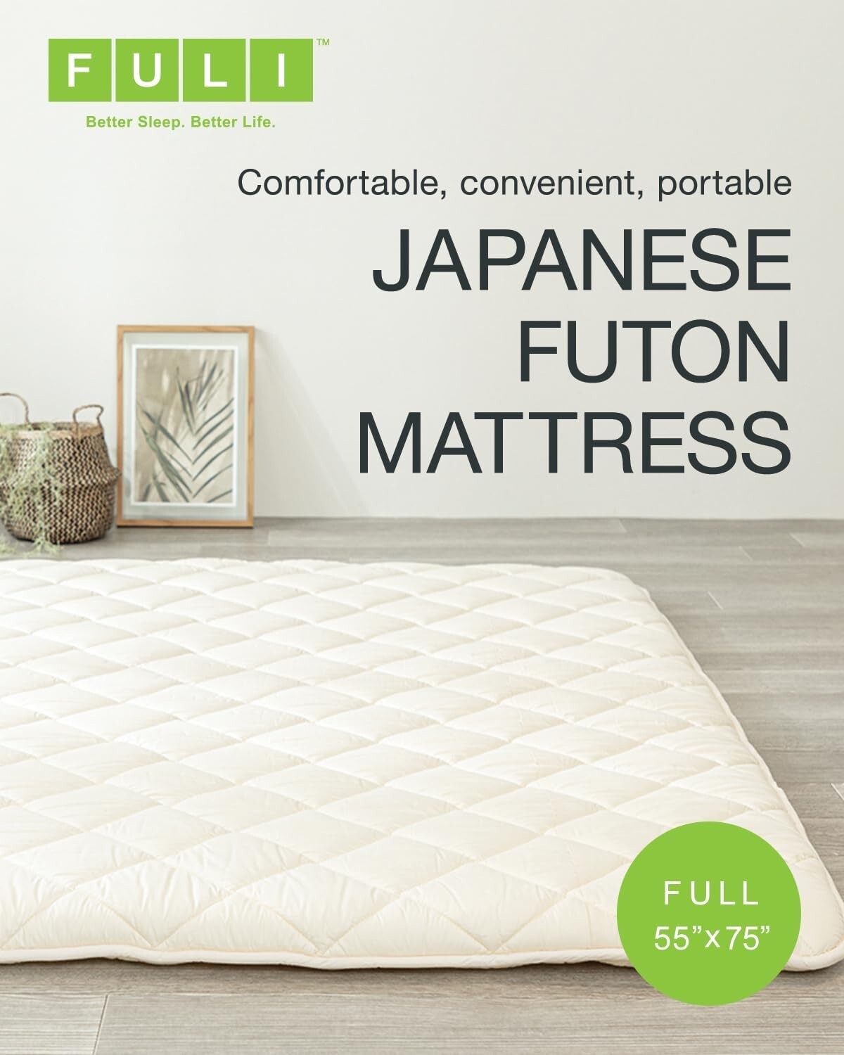 Ergonomic Full Japanese Futon Mattress - Lightweight & Space-Saving Design