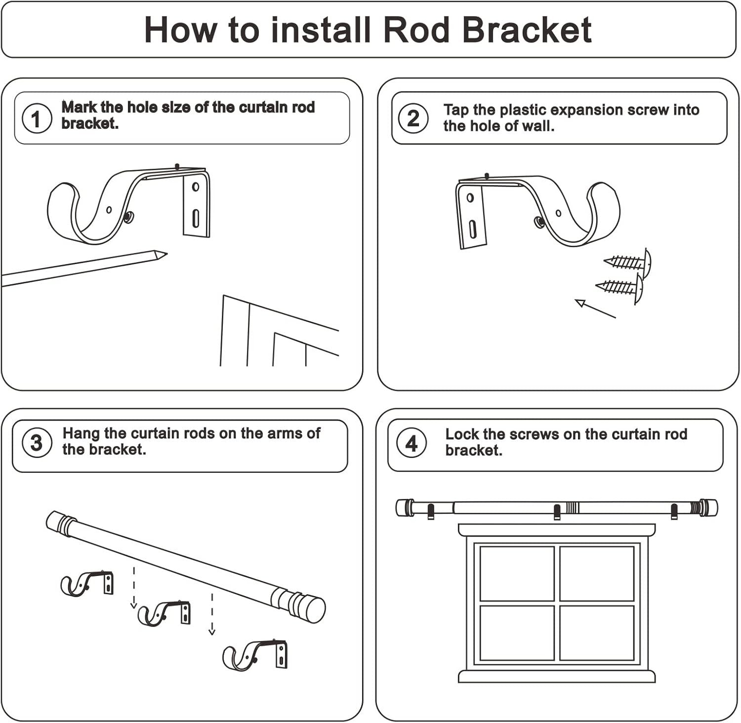 Adjustable Length Black Curtain Rod 16-170 Inches with Elegant Aluminium Finials