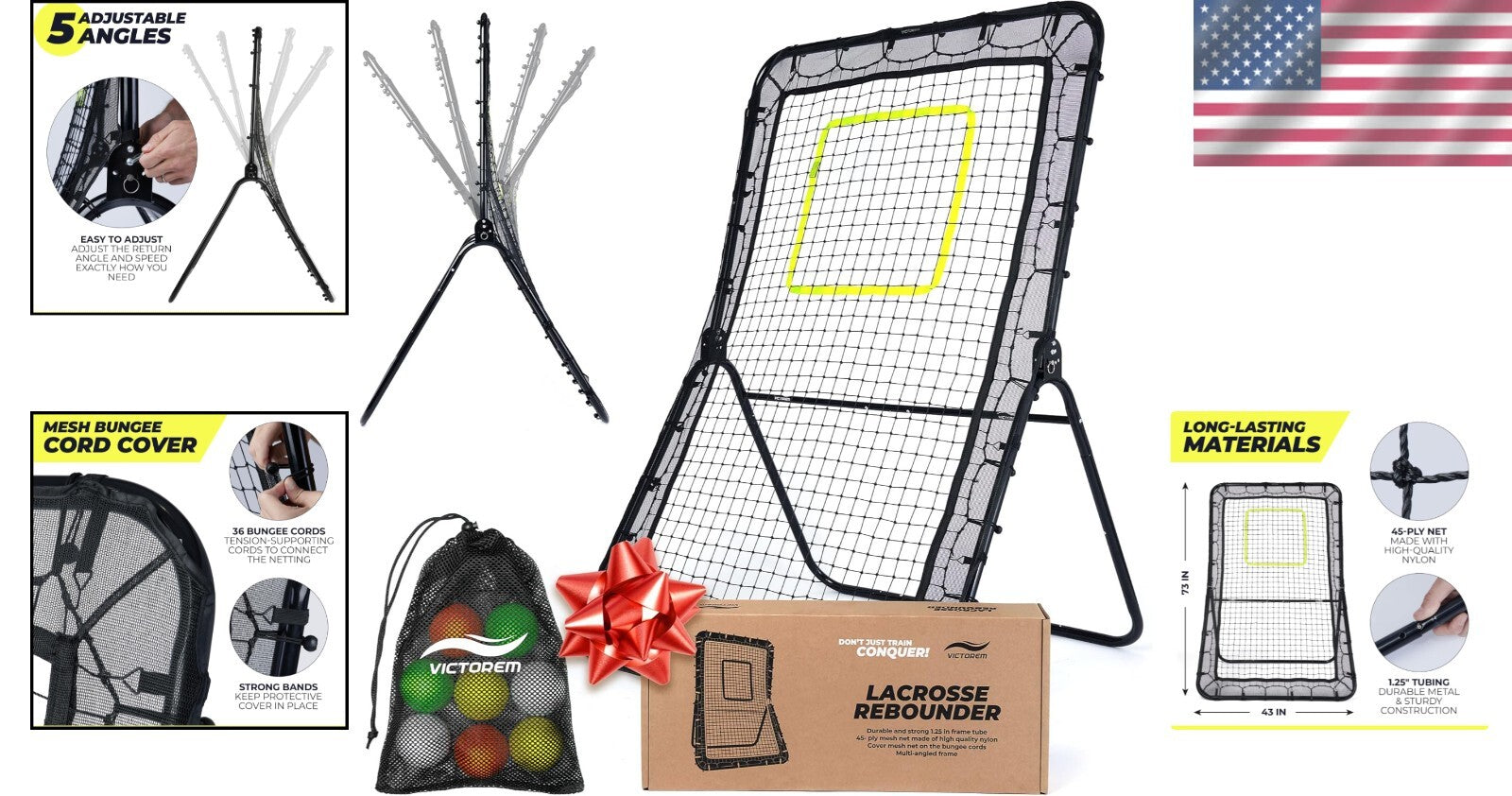 Durable 6x4 Ft. Rebounder Net for Lacrosse, Volleyball & Softball Training
