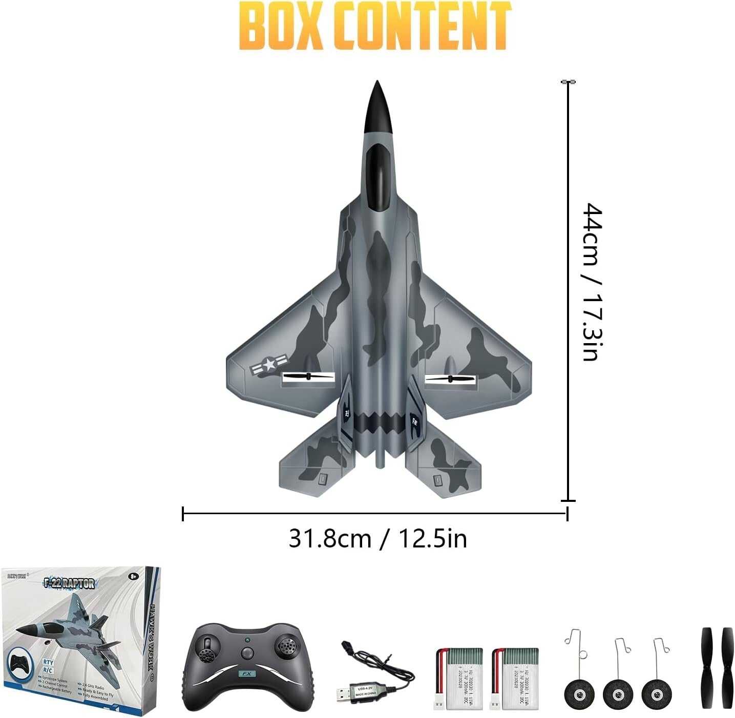 F-22 RC Airplane: Durable Foam Glider with 4-Directional Control for Fun Flying