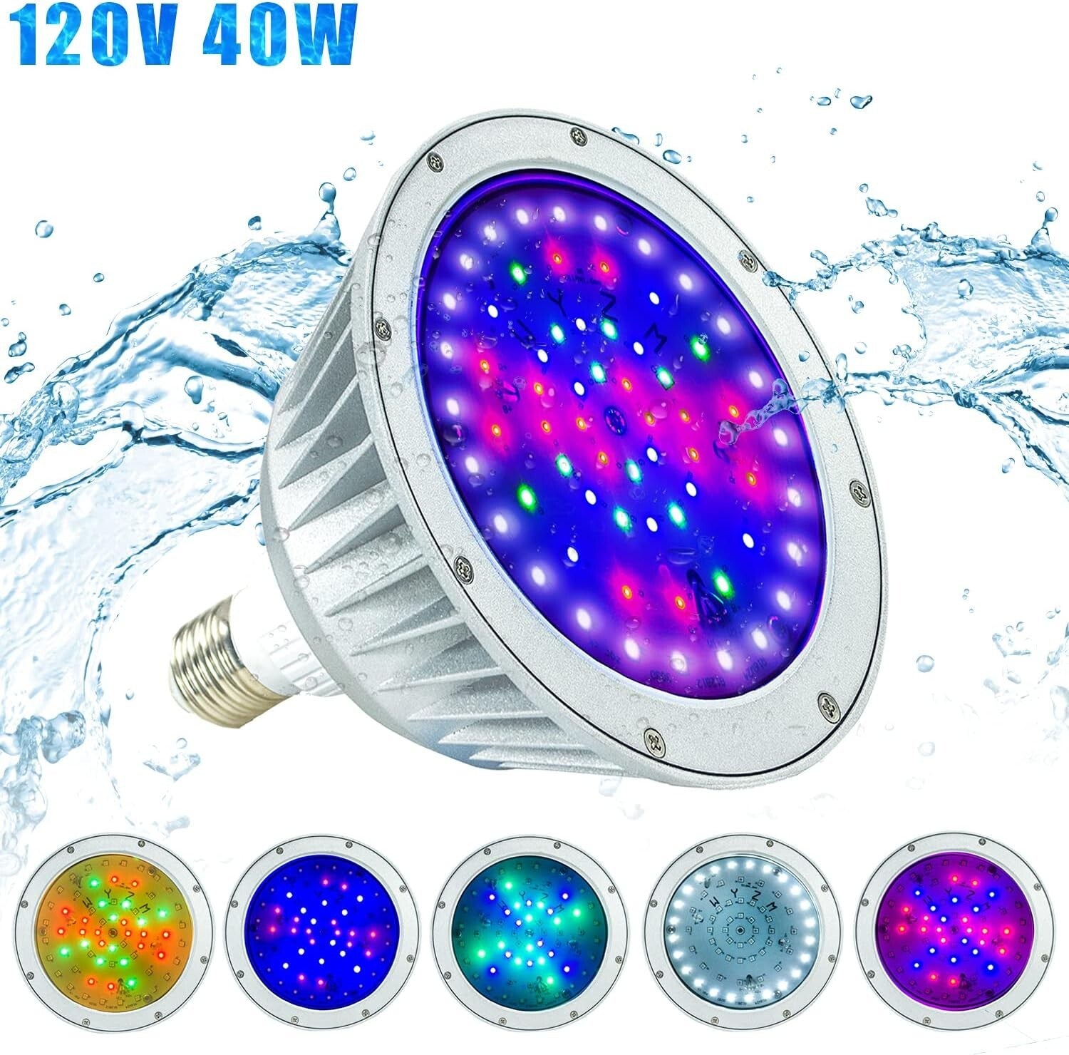 Durable Waterproof 40W 120V RGBW LED Pool Light for Stunning Underwater Effects