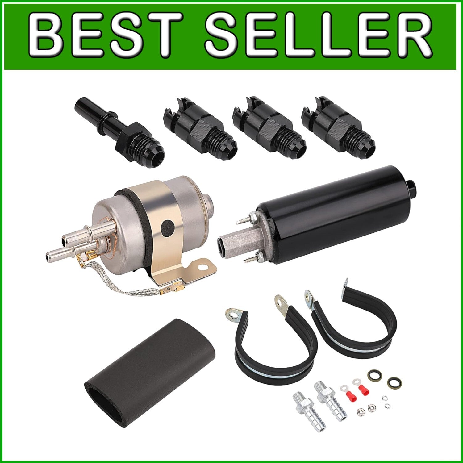 58 PSI EFI Fuel Pressure Regulator and 255LPH Inline Fuel Pump Kit with Fittings
