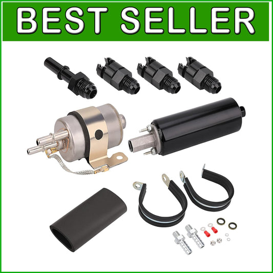 58 PSI EFI Fuel Pressure Regulator and 255LPH Inline Fuel Pump Kit with Fittings