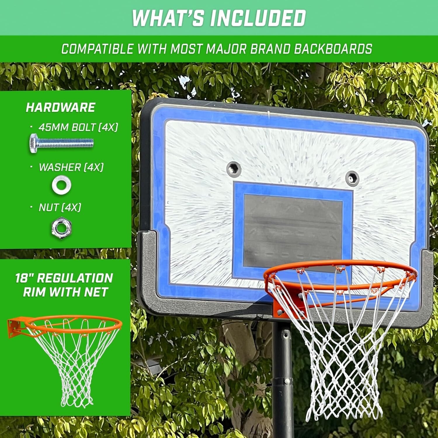 All-Weather 18'' Basketball Rim with Mounting Bracket - Perfect Replacement