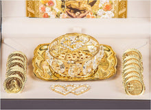 Load image into Gallery viewer, Gold Catholic Wedding Arras Set with Virgen de Guadalupe in Deluxe Gift Box