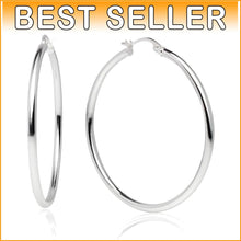 Load image into Gallery viewer, High-Polished 40mm Hoop Earrings in 925 Sterling Silver for Timeless Elegance