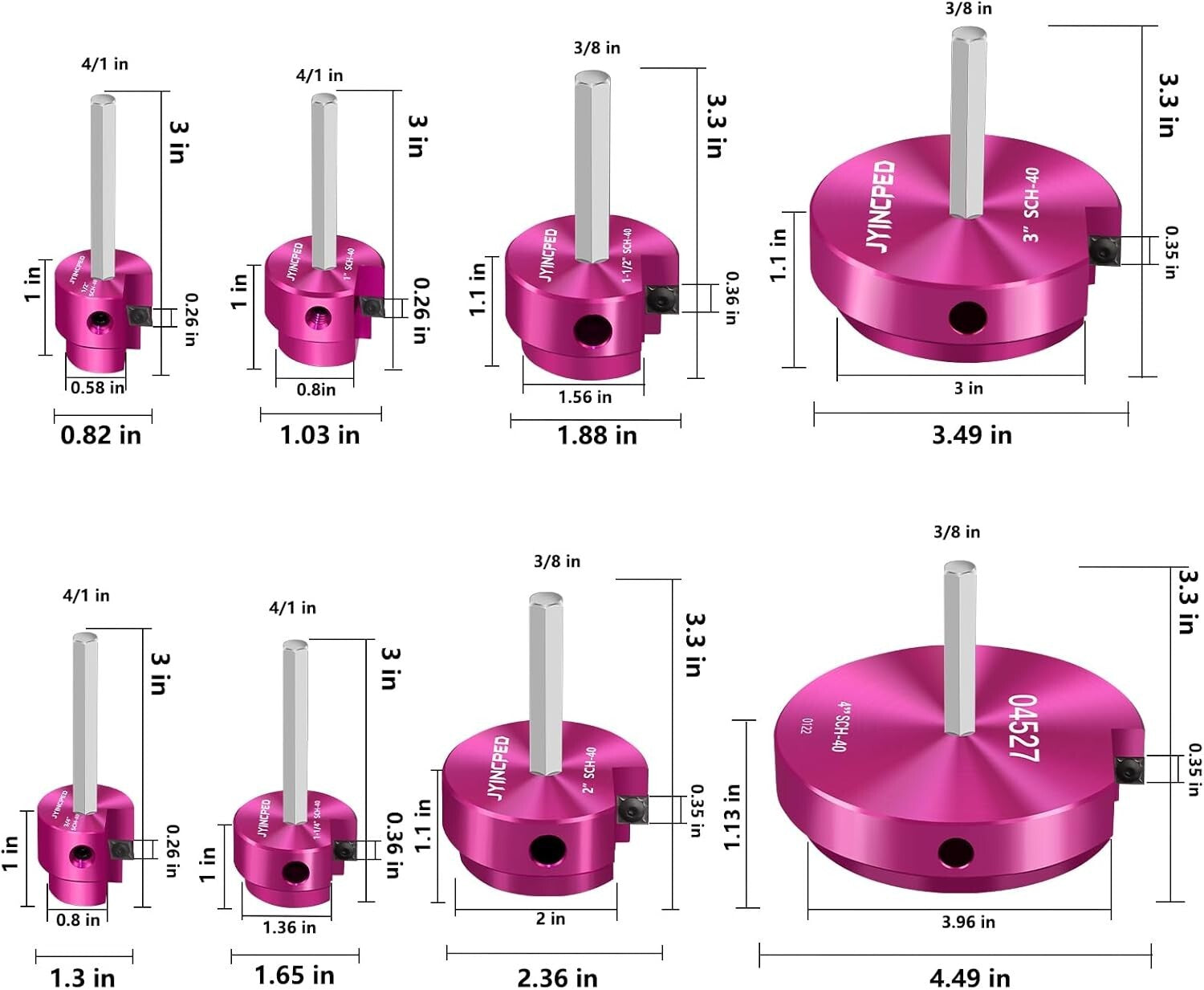 8-Pc PVC Pipe Reamer Kit - Professional Fitting Savers for Seamless Plumbing
