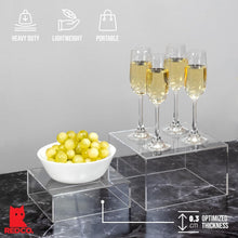 Load image into Gallery viewer, Set of 3 Crystal Clear Acrylic Cube Display Risers – Elegant Storage Solution