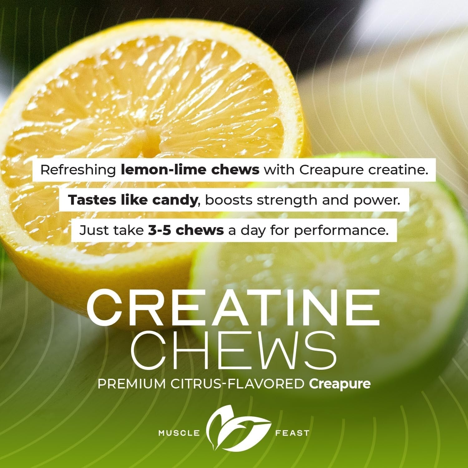 Chewable Vegan Creatine Tablets - 360 Lemon Lime Flavor for Workout Recovery
