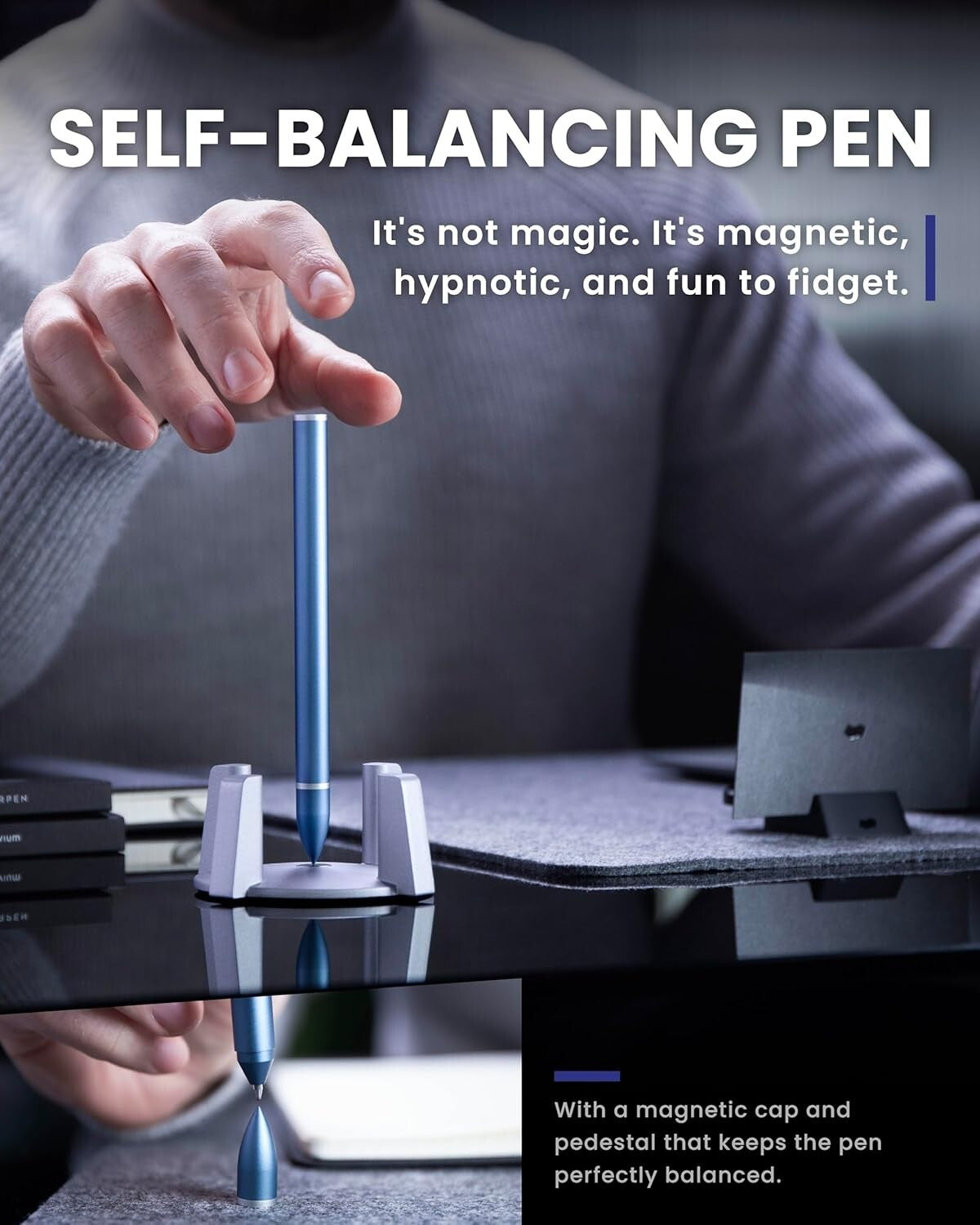 Self-Balancing Hoverpen - Aluminum Luxury Pen with Waterproof Ink and Grip
