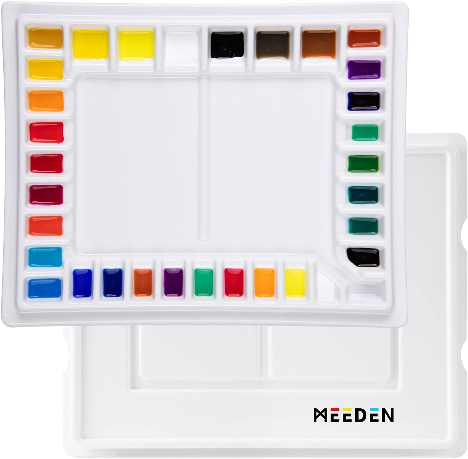 33-Well Ceramic Watercolor Palette with Lid: Professional Durable Mixing Tray
