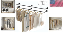 Load image into Gallery viewer, Portable 72''L Iron Clothes Rack with Hooks – Ideal for Laundry and Retail