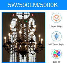 Load image into Gallery viewer, Energetic 24-Pack Dimmable LED Candelabra Bulbs B10, Daylight 5000K E12 Base