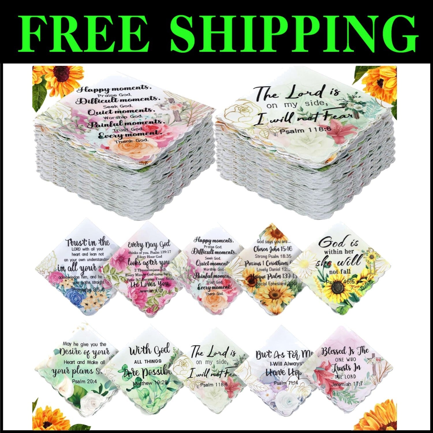 Elegant Bible Verse Handkerchiefs - 80 Inspirational Hankies for All Occasions