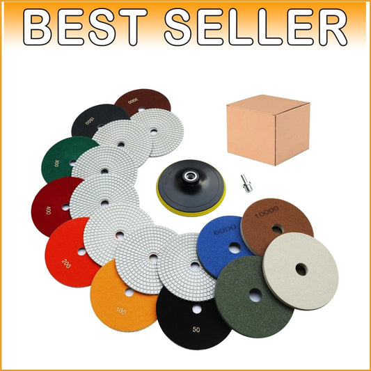 Wet/Dry Diamond Polishing Pads Kit with 11 Pieces for Polishing Stone Surfaces