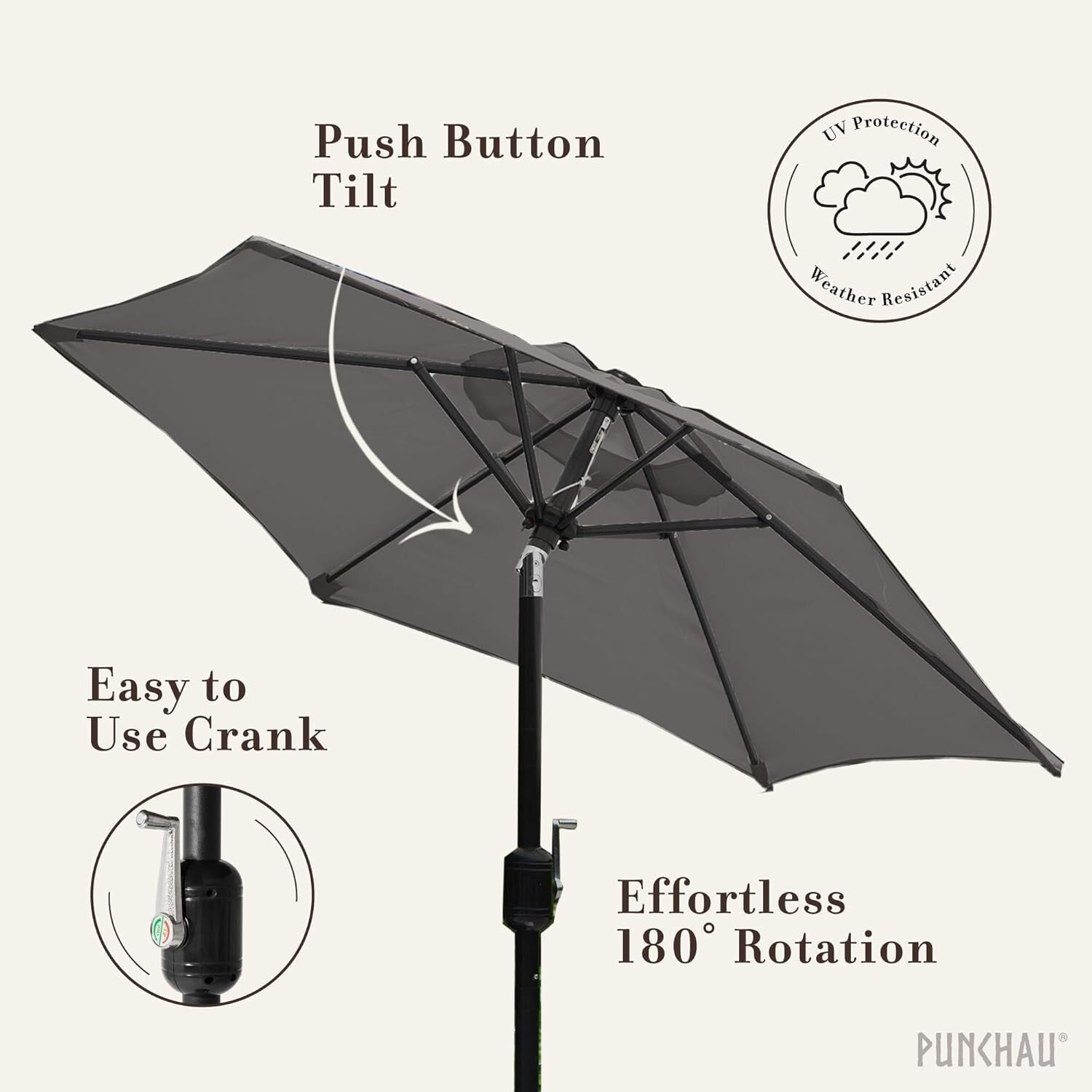 Durable 6 Ft Outdoor Umbrella - Easy Crank & Tilt Design for Ultimate Shade