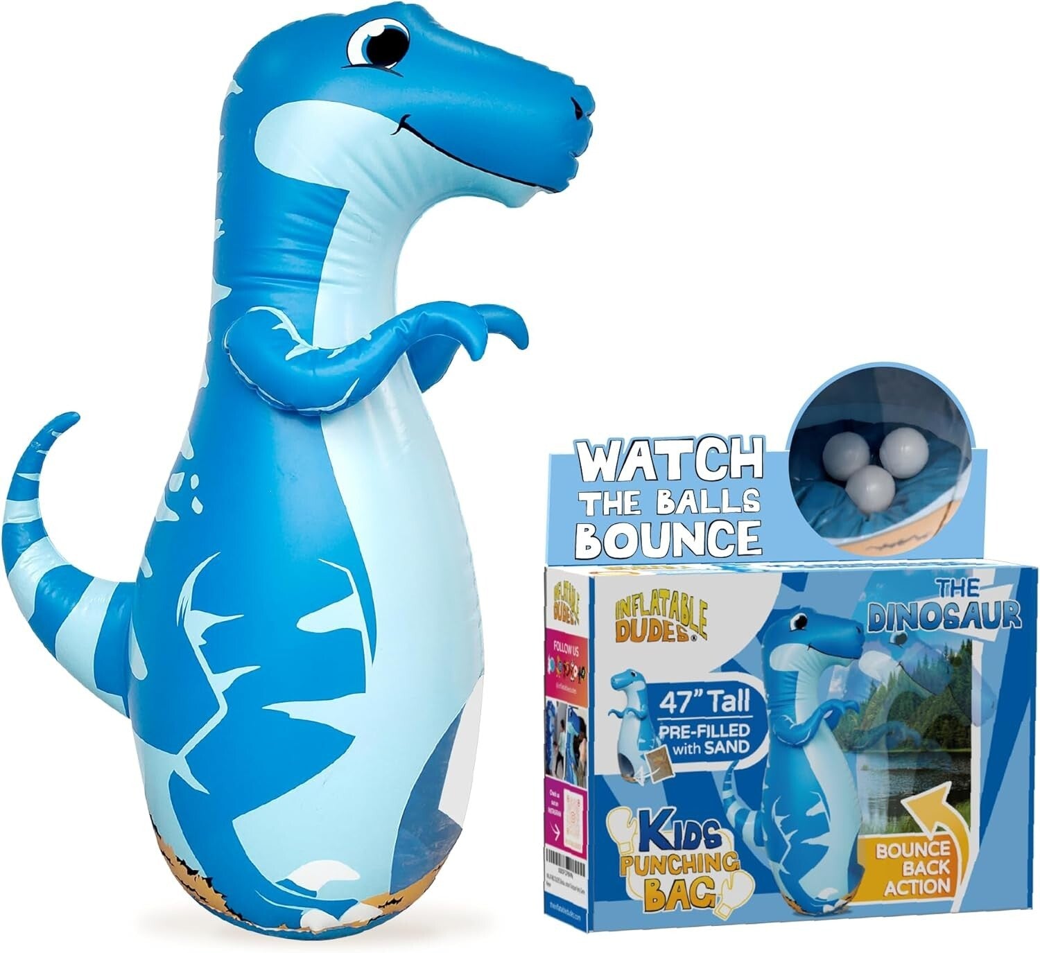 Bounce-Back Action Dinosaur Punching Bag - Kids' 47-Inch Fun Toy for All Parties