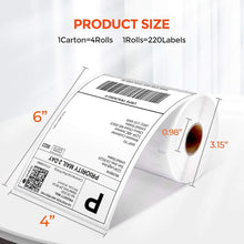 Load image into Gallery viewer, Durable 4"x6" Direct Thermal Shipping Labels, 880 Labels Total, Eco-Friendly