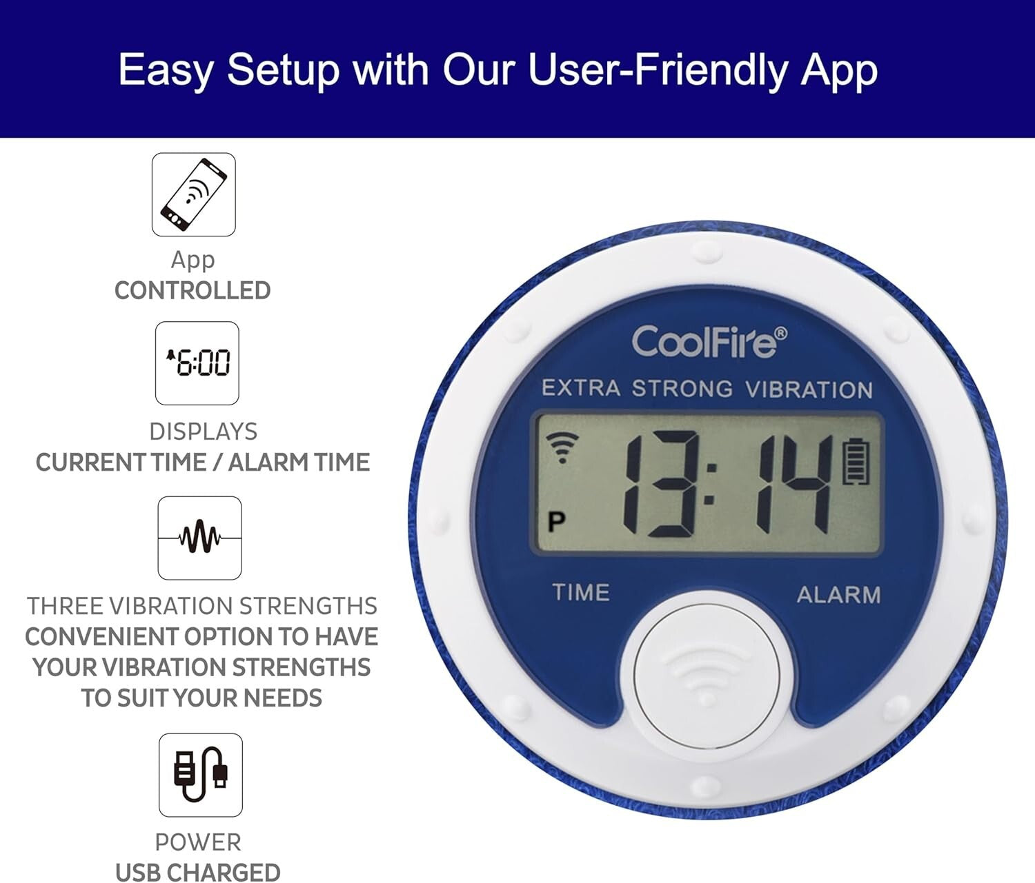 Comfortable Sweatband Vibrating Alarm Watch with Large Backlight LCD Display