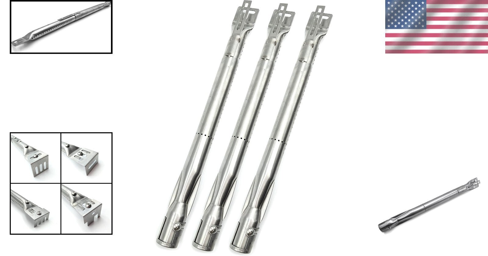 Durable 14"-19" Stainless Steel Gas Grill Burners - Easy to Install (Set of 3)