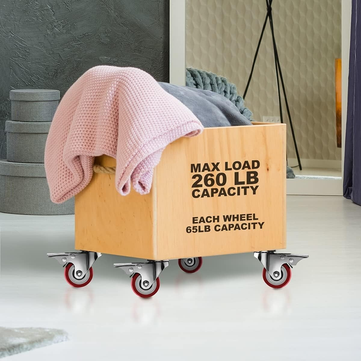 Durable 2" Red Polyurethane Caster Wheels - 360-Degree Maneuverability Set of 24