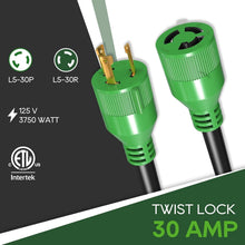 Load image into Gallery viewer, NEMA L5-30P 50 Foot 30 Amp Generator Power Cord - Safe &amp; Durable Solutions
