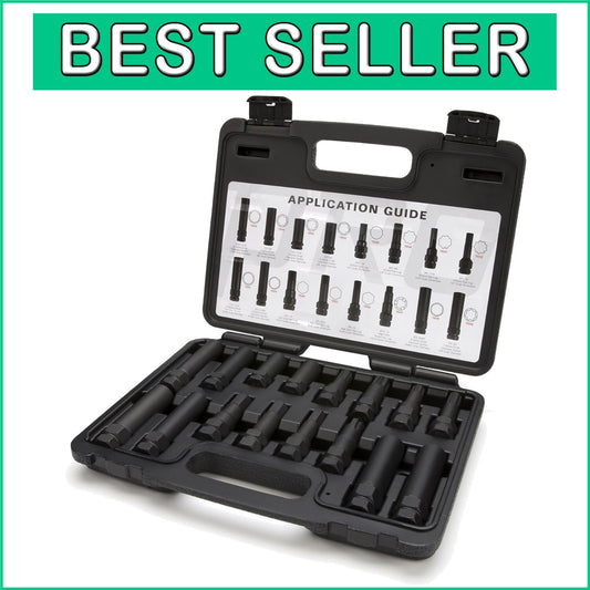 16-Piece Locking Lug Nut Key Set - Durable Chrome Vanadium Steel with Case