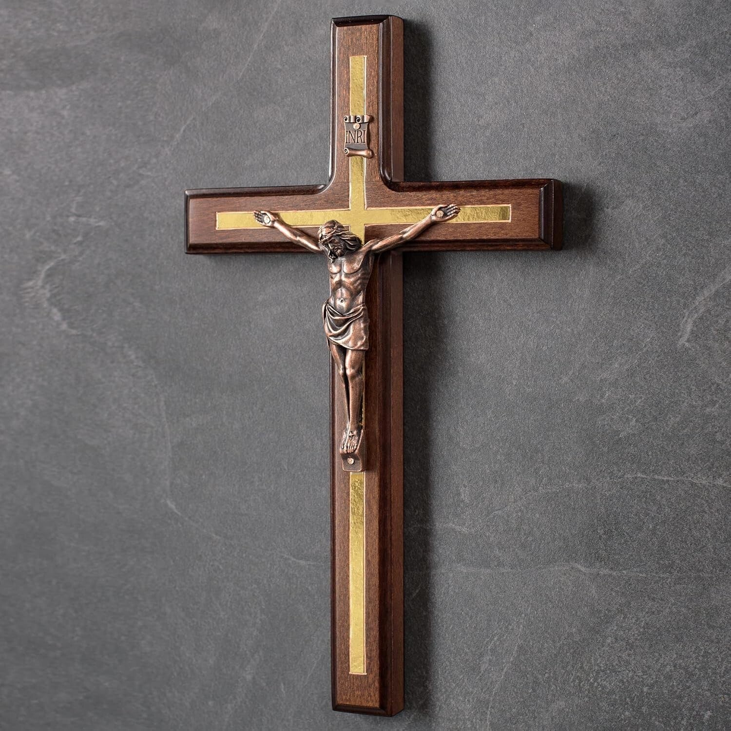 Stylish 12-Inch Handmade Crucifix with Wooden Rosary - Ideal Gift for Baptisms