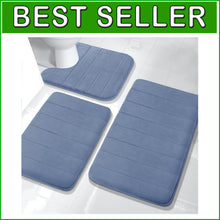 Load image into Gallery viewer, Versatile Denim Blue Memory Foam Bath Mat Set, Machine Washable &amp; Comfortable