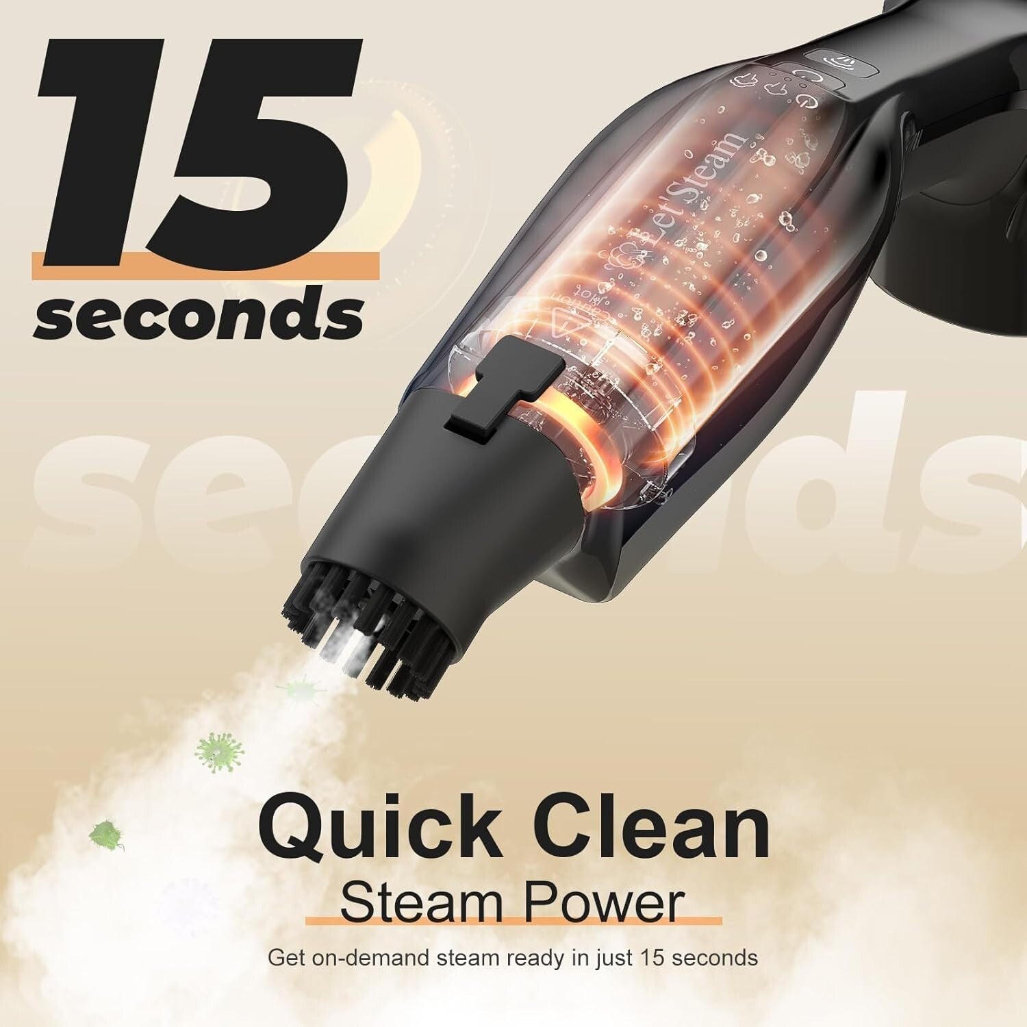 Fastest Heating 260°F Steam Mop with Handheld Cleaner – 17 Accessories Included