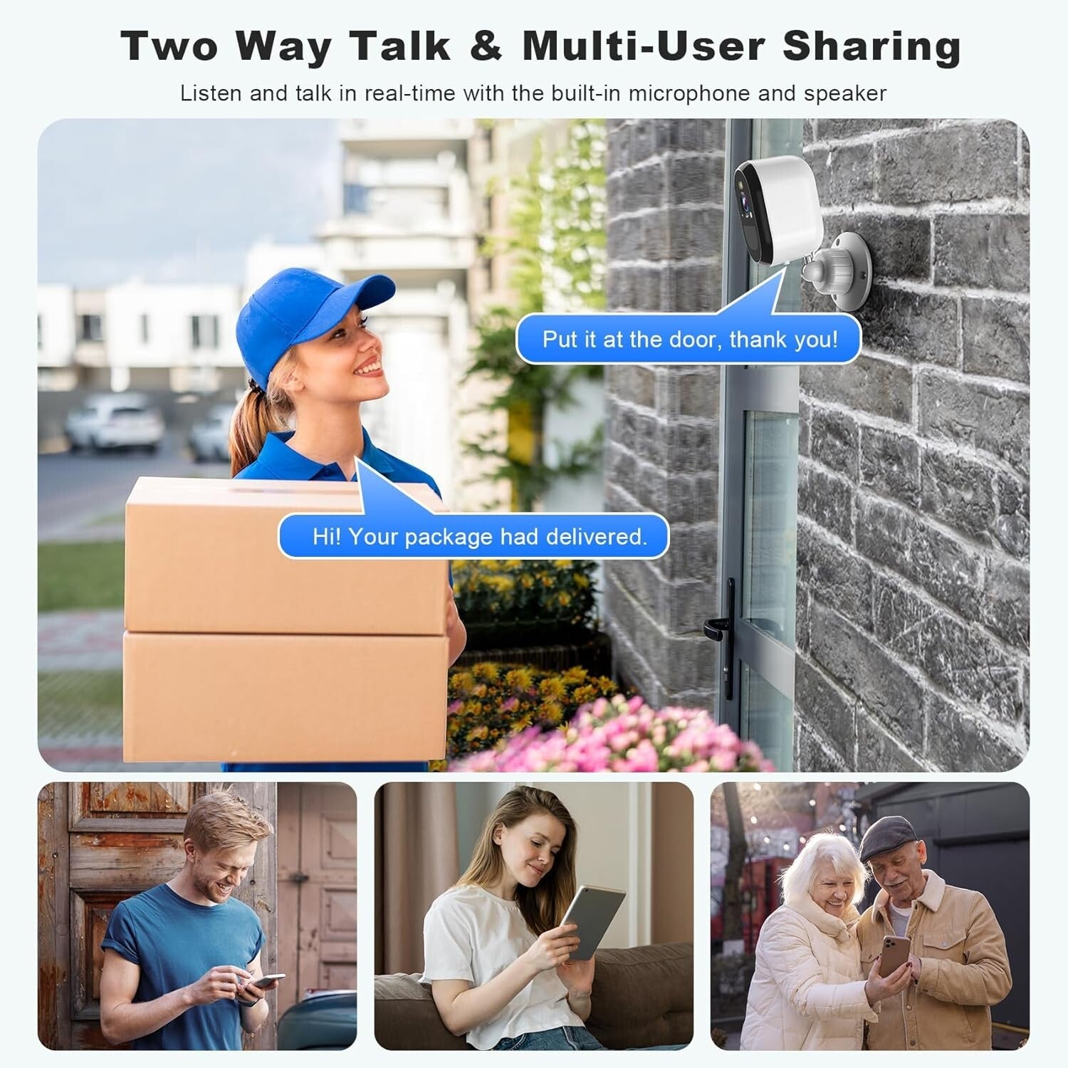 AI-Powered 2K Outdoor Security Cameras with Rechargeable Battery & Night Vision