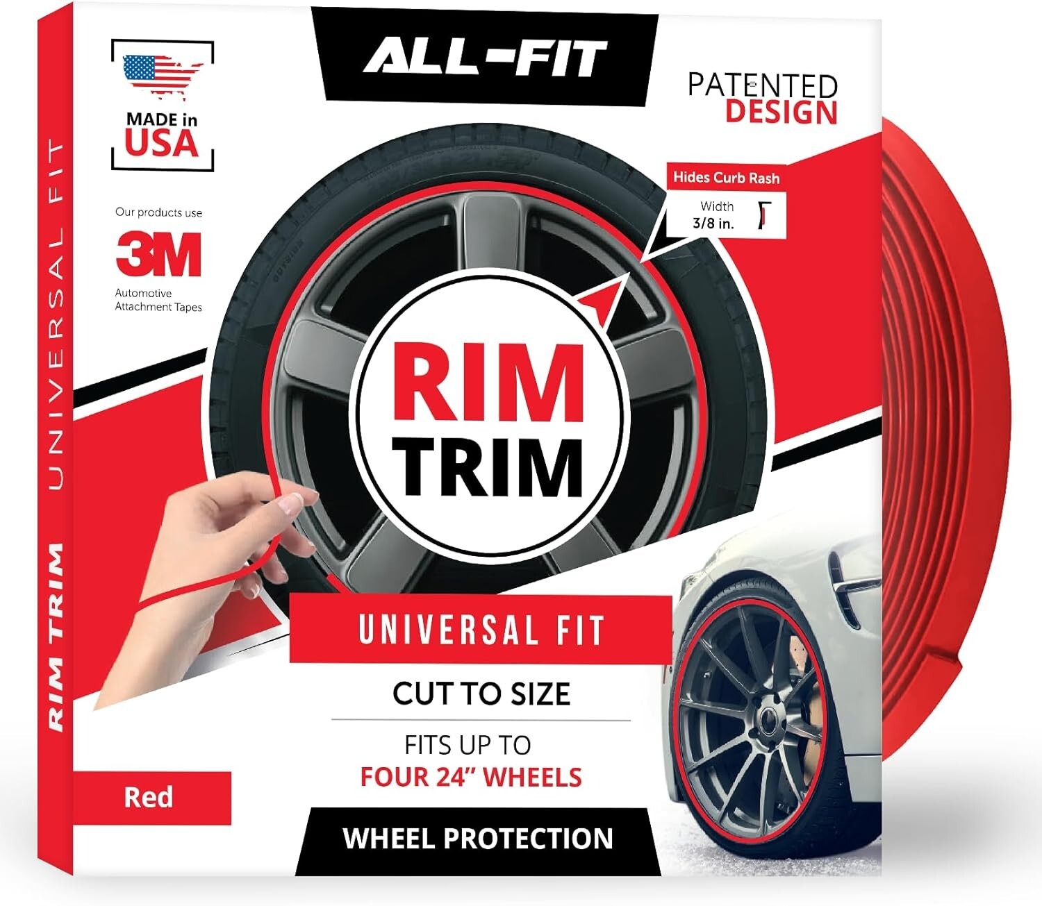 Durable 25ft Red Wheel Rim Protector for 24" Wheels – Easy DIY Installation