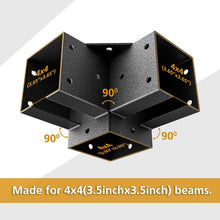 Load image into Gallery viewer, Retro Black Silver Pergola Brackets for 4x4 Posts - Rust Resistant 90° Angle