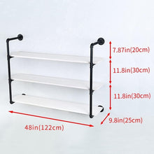 Load image into Gallery viewer, Stylish 48" Wall-Mounted Industrial Shelf - Distressed Metal &amp; Pine Wood Design