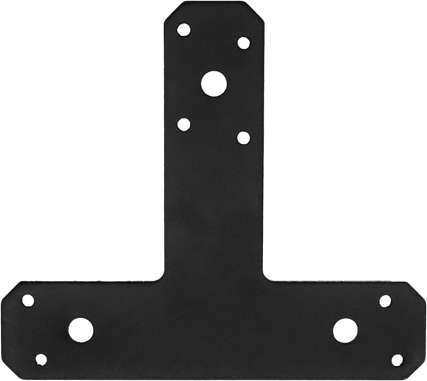 6 Pack Heavy-Duty Steel T Brackets for Wood - Black Pergola Mending Plates