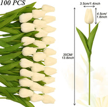 Load image into Gallery viewer, Waterproof Faux Tulips in Milk White - 100-Piece Set for Year-Round Elegance