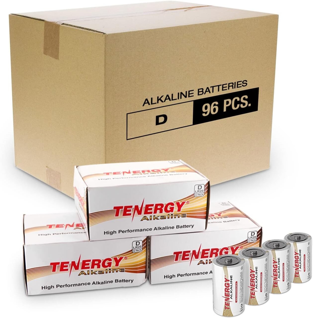 96-Pack Non-Rechargeable D Cell Batteries with Anti-Leak Design & Freshness Seal