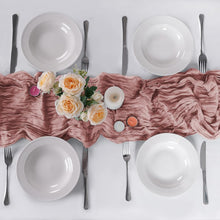 Load image into Gallery viewer, Romantic 12 Pack Gauze Table Runners in Dusty Pink - Rustic Wedding Essentials