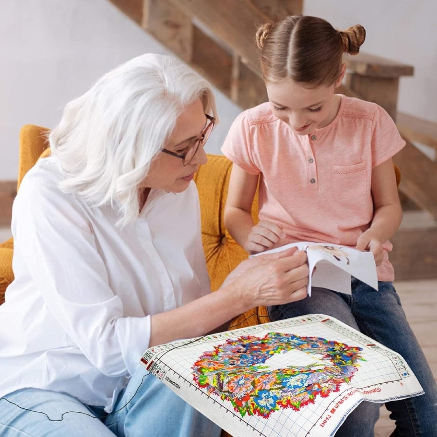 Life-Size Moonlight Wolf Cross Stitch Embroidery Kit for Creative Adults - 17.7"