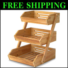Load image into Gallery viewer, Ample Space 3 Tier Kitchen Fruit and Vegetable Storage Basket in Rustic Brown