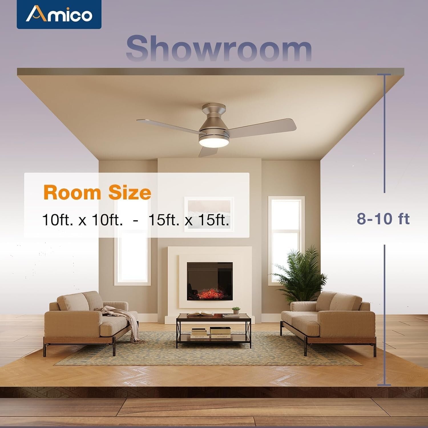 Dimmable 42" Nickel Ceiling Fan with Remote for Elegant Indoor/Outdoor Spaces