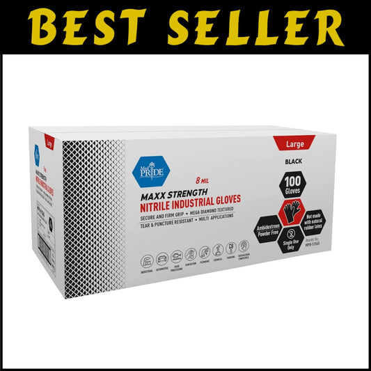 Diamond Textured Nitrile Gloves - 8 Mil, Resistant & Comfortable for Long Hours