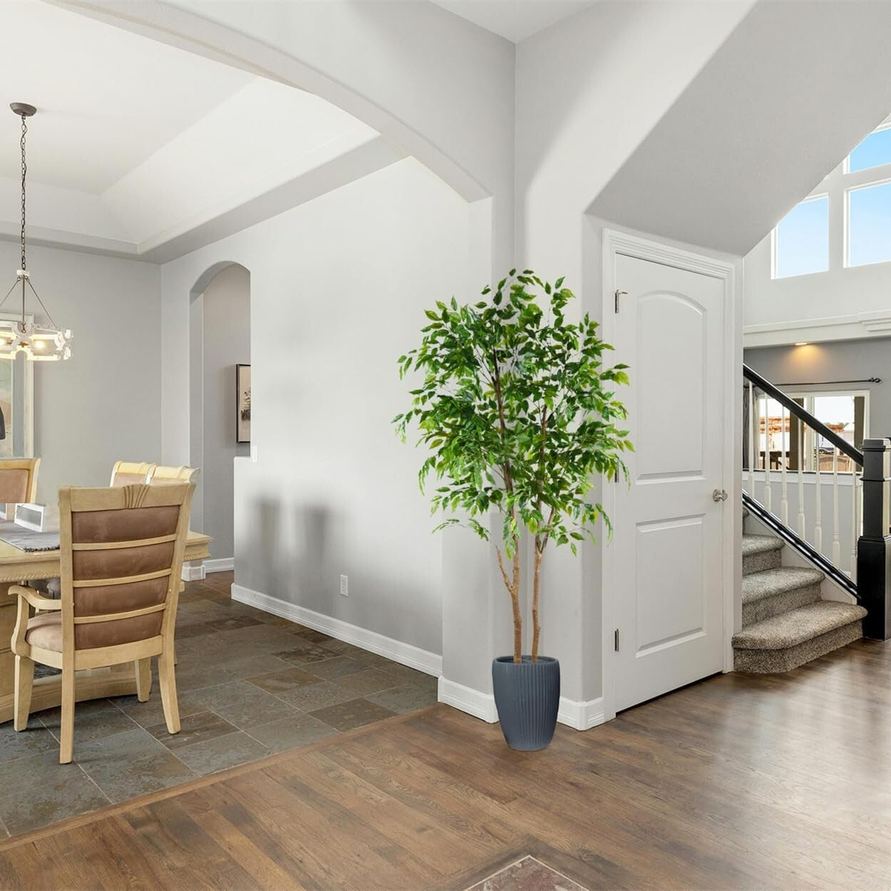 Faux Ficus Tree with Basket: 6ft Indoor & Outdoor Plant for All Seasons