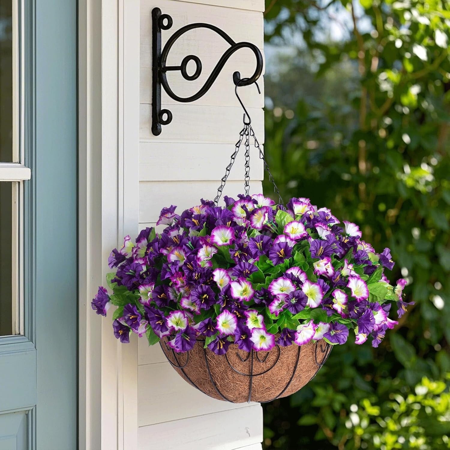 DIY 12-Inch Hanging Flower Arrangement with Lifelike Petunias & Morning Glories
