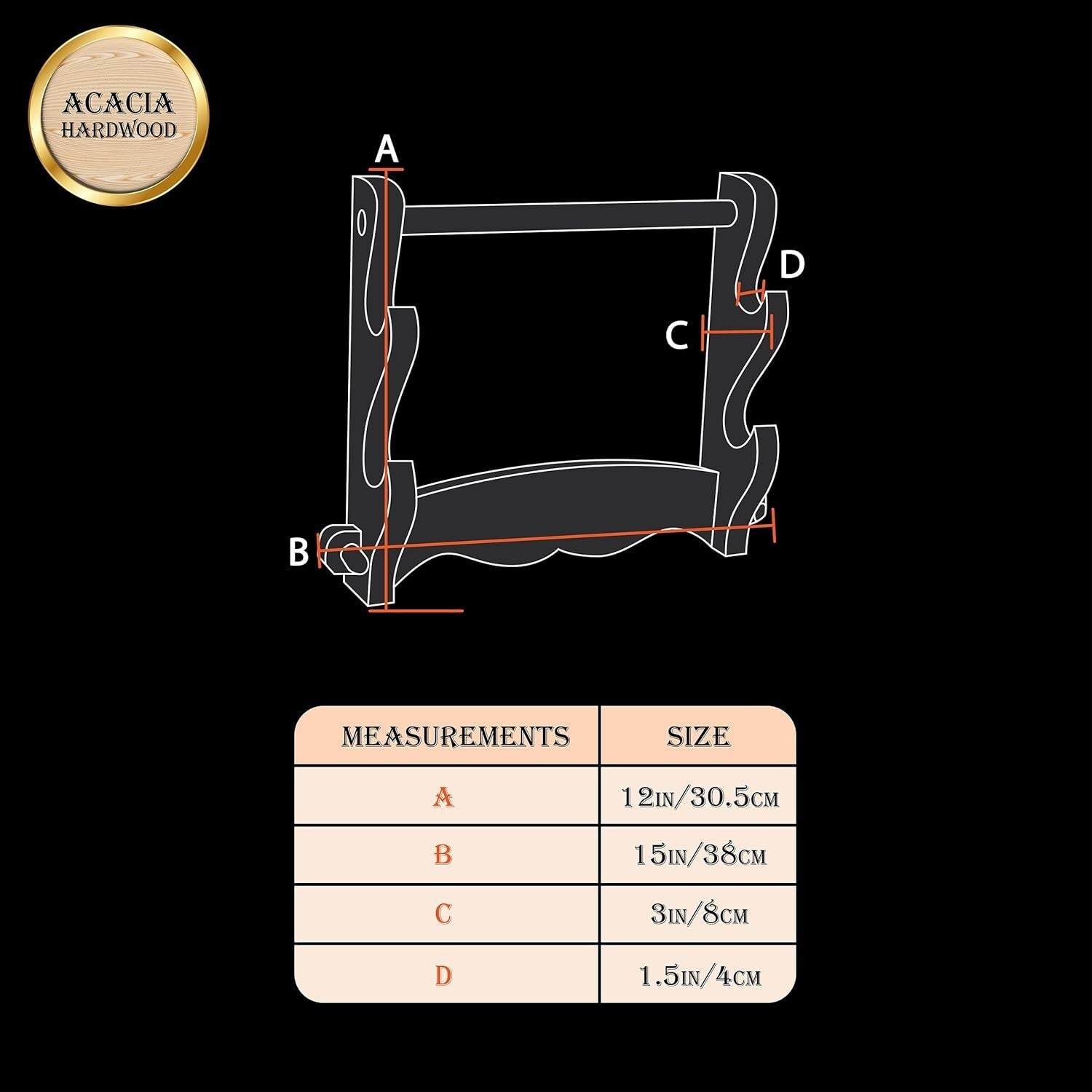Elegant Two-Tier Solid Wood Sword Display Stand for Katana & Medieval Swords