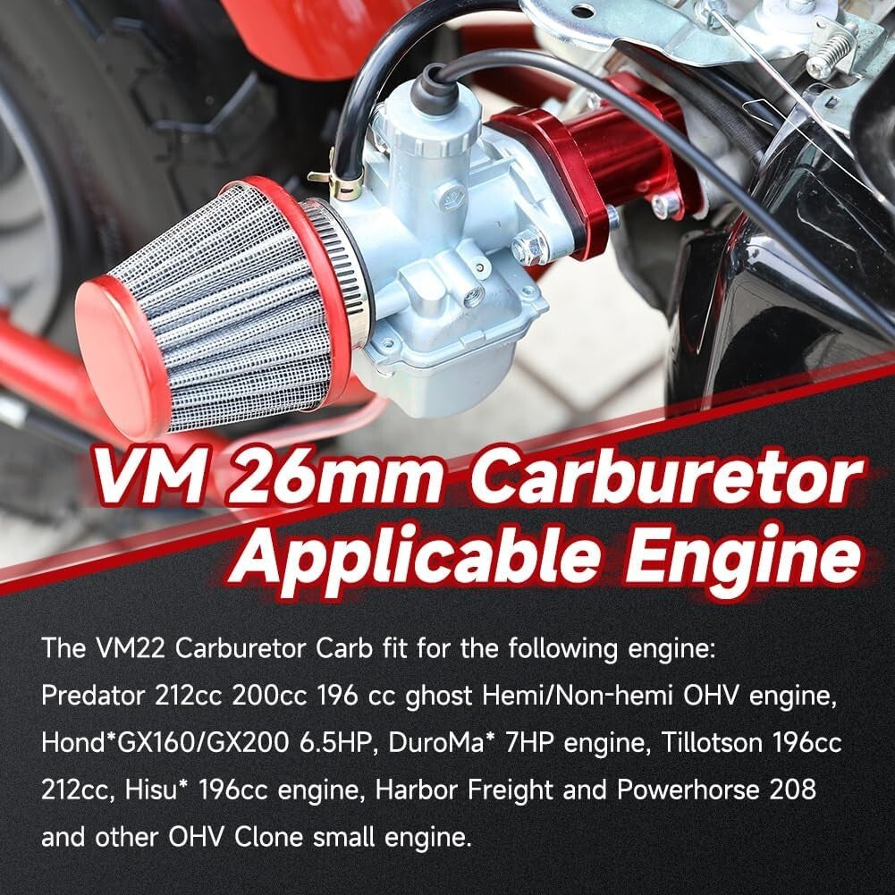 Premium VM22 Carburetor Throttle Kit for Go Karts and Mini Bikes 212cc-224cc