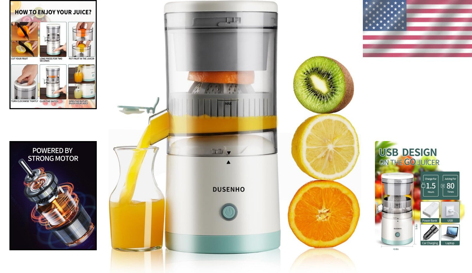 Portable Electric Juicer with USB-C Charging - Ideal for On-the-Go Citrus Lovers
