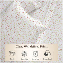 Load image into Gallery viewer, 100% Organic Cotton Percale Twin Sheet Set - Floral Print, Deep Pocket Design